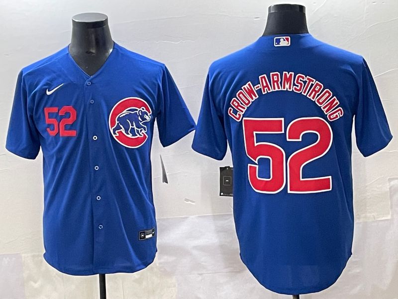 Men 2025 Chicago Cubs 52 Crow-Armstrong Blue Game Nike MLB Jersey style 3